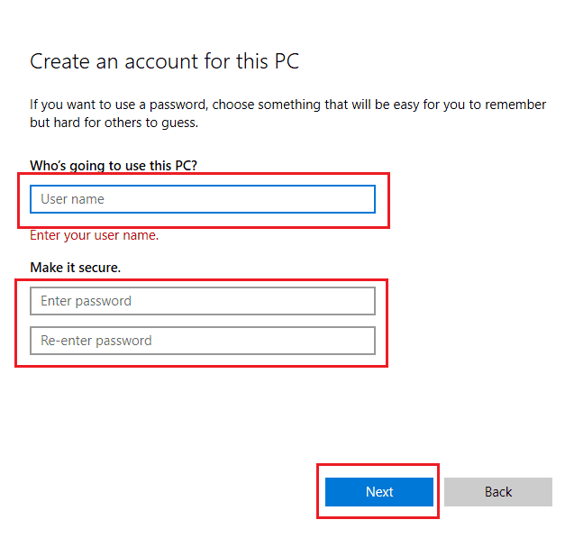 enter username and password and click next