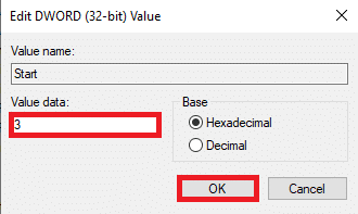 Enter Value data as 3 and click OK