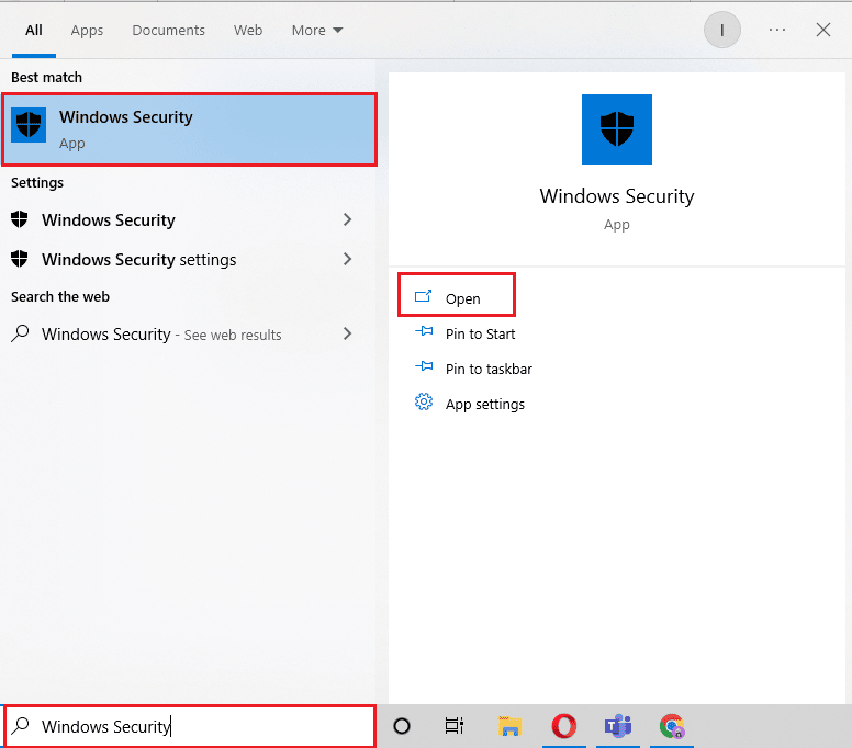 Abra Seguridad de Windows. Solucionar el error TDR de vídeo de verificación de errores de MSDN en Windows 10