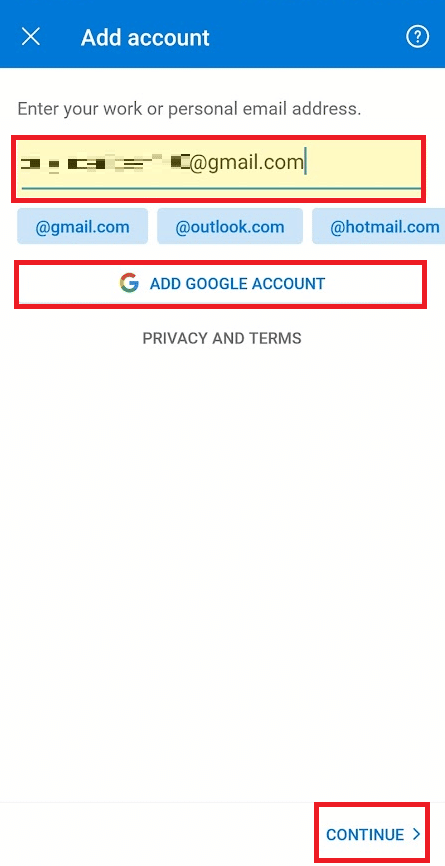 enter your Outlook Email address and tap on CONTINUE | How Do I Sign Out Of Outlook Mobile