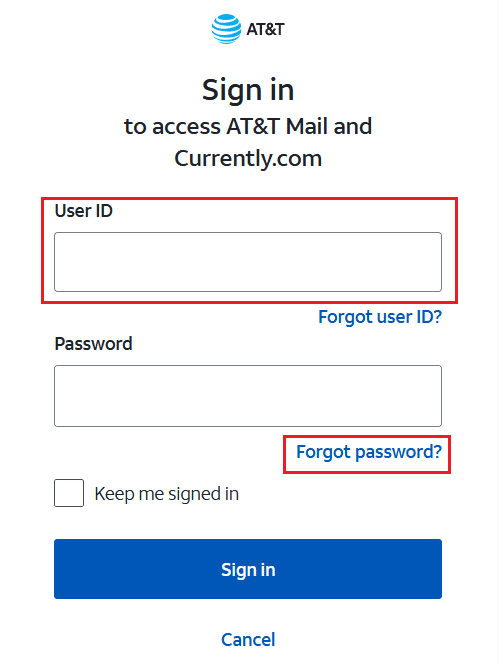 enter your SBCGlobal.net email ID and click on Forgot password below the Password box