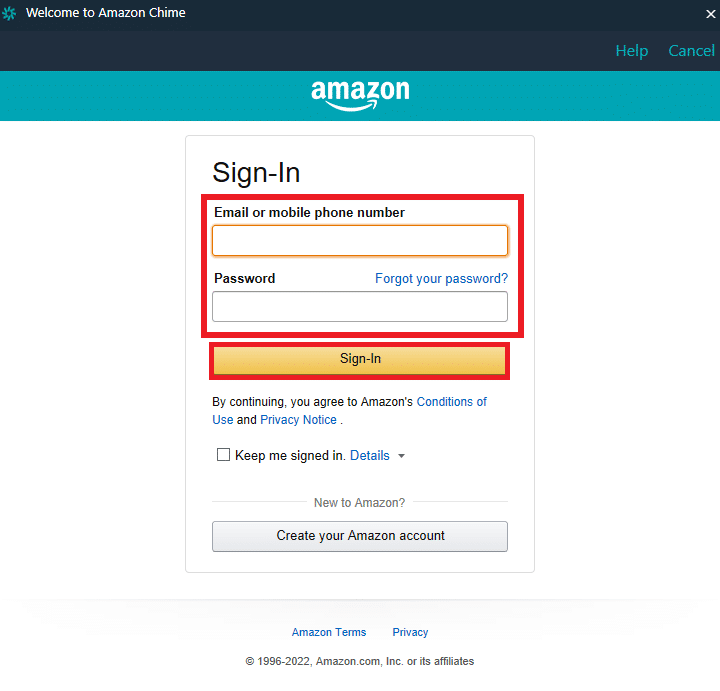 Enter your Amazon Email and Password. Click on Sign In