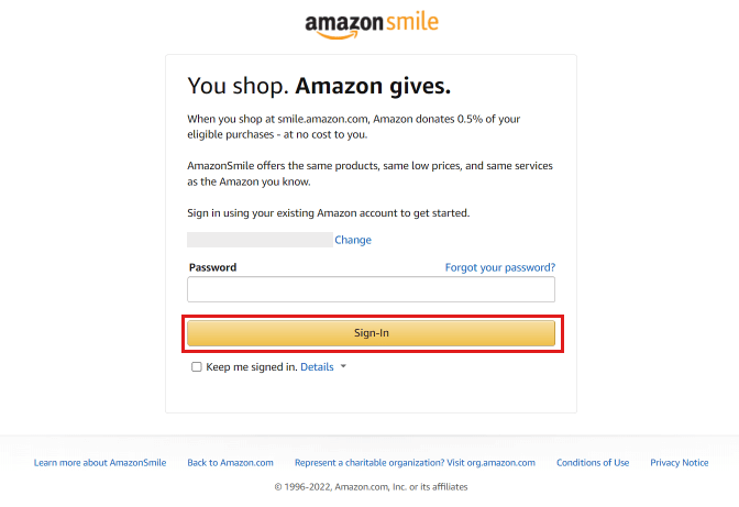 Enter your amazon password and click on Sign-In.