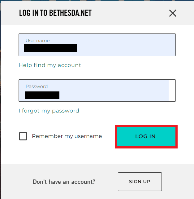 enter your details and click on log in
