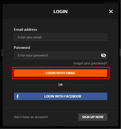 Enter your email address and password and click on the LOGIN WITH EMAIL button to log into your faceit account.