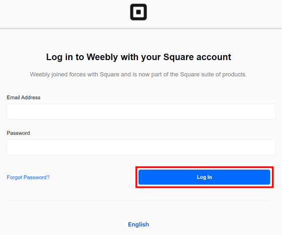 Enter your email address and password and click on the Log In button to log into your weebly account. | How to Delete Weebly Website