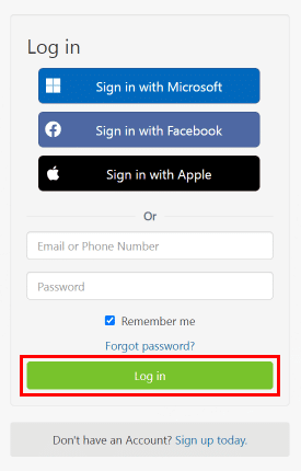 Enter your email address or phone number and password then click on the Log in button.
