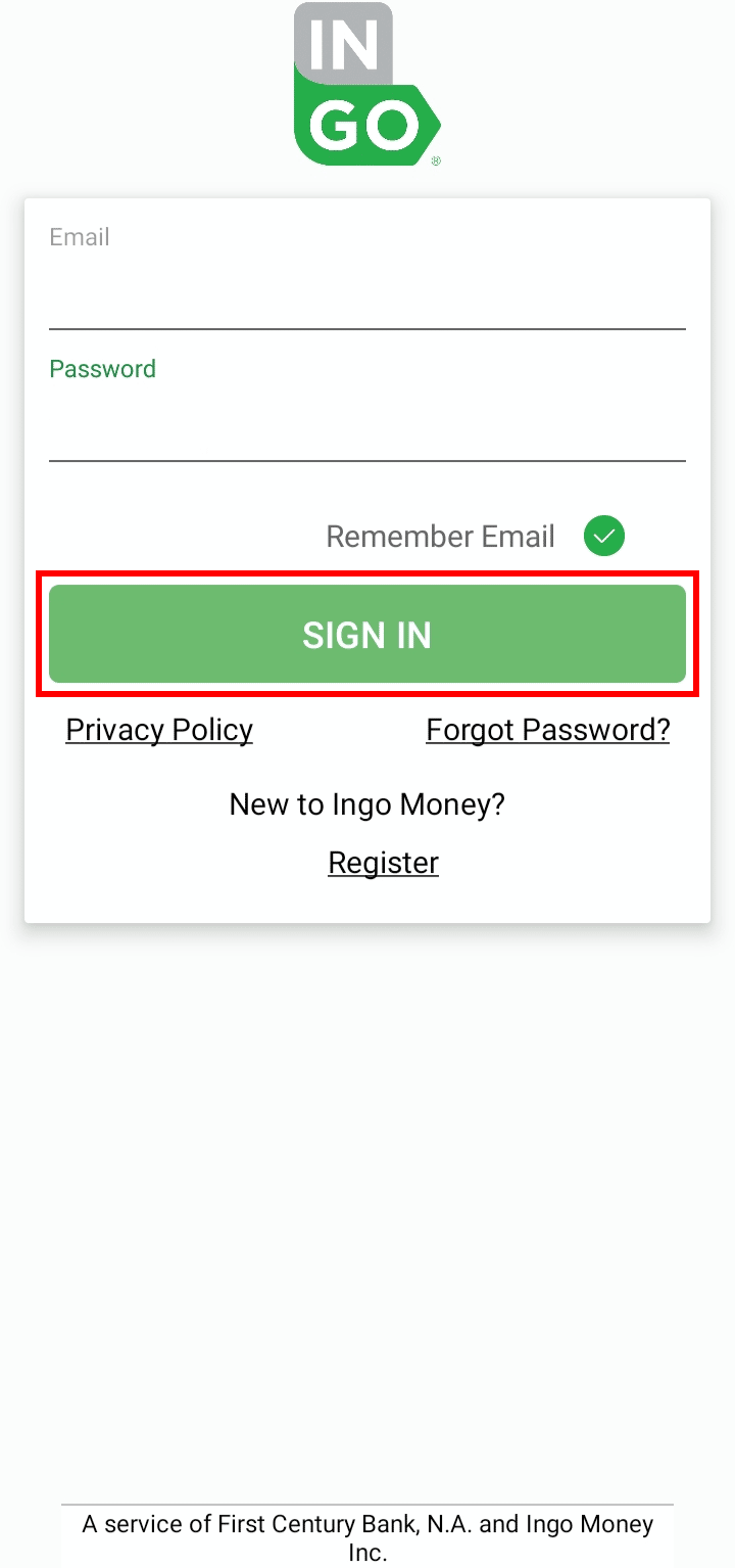 Enter your email and password and tap on the SIGN IN button.