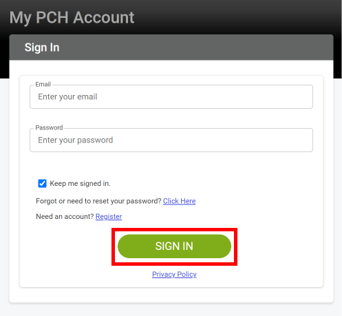 Enter your email and password then click on the Sign In button.