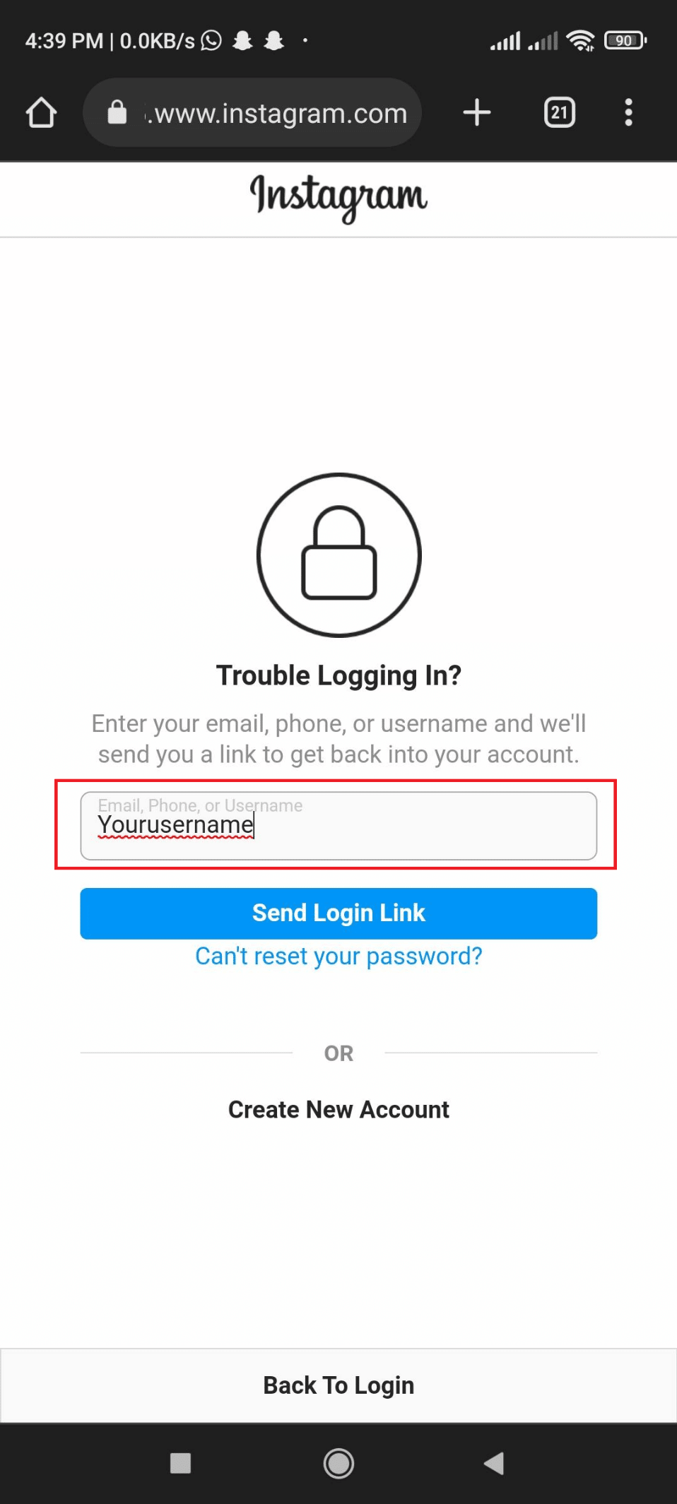 Enter your Email, Phone, or Username