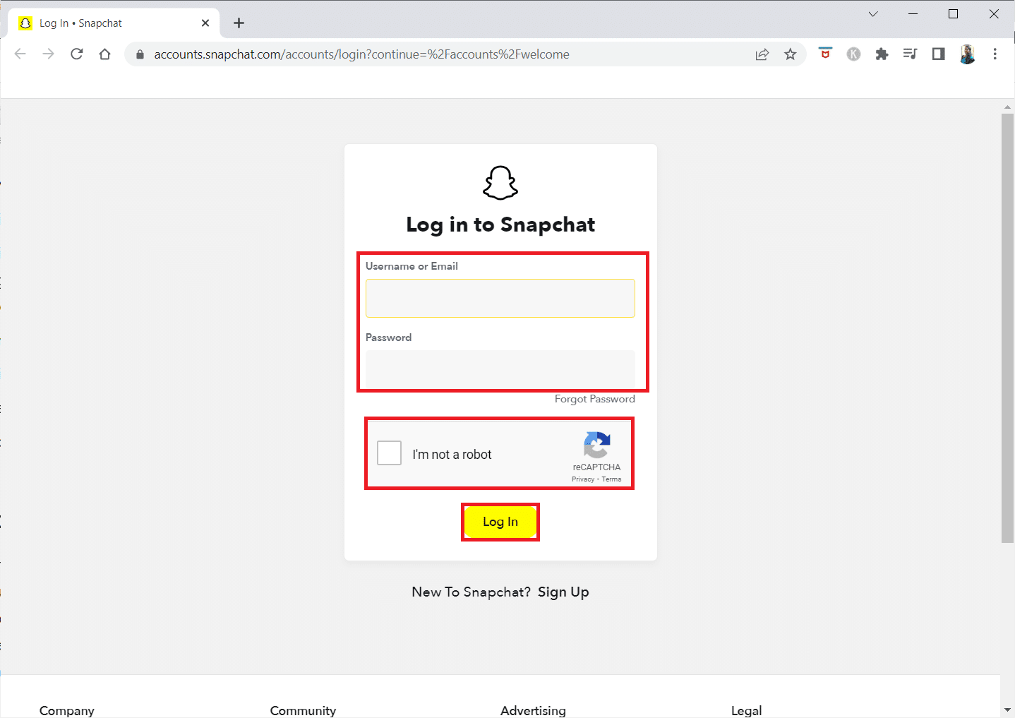 Enter your login credentials, verify the reCAPTCHA, and click on the Log In button to log in to your account