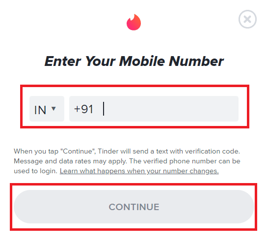 Enter your mobile number and click on Continue | 
