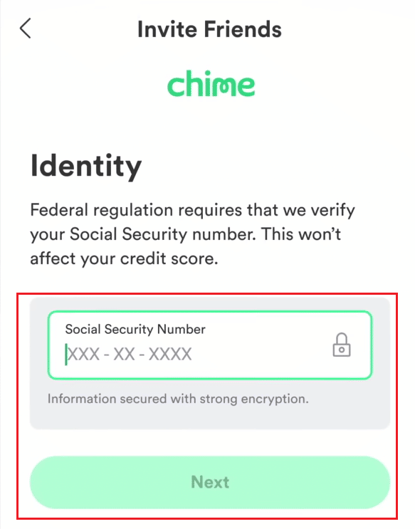 enter your name, email, password, and Social Security Number