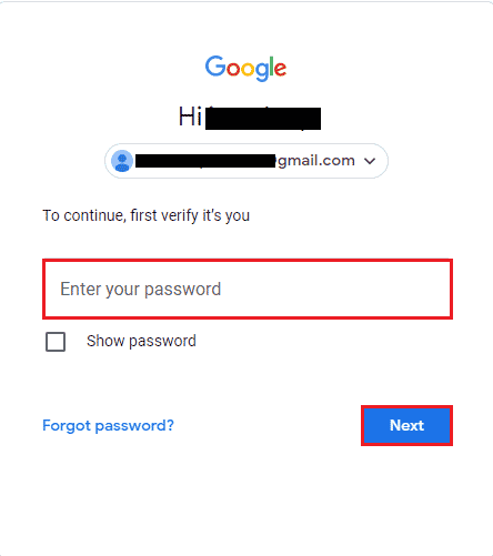 Enter your password and click Next. Fix Gmail Error 78754 on Outlook