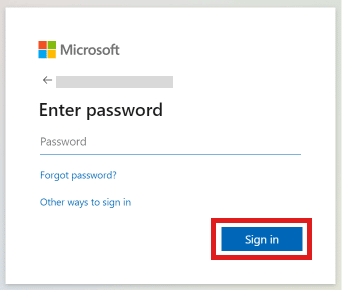 Enter your password and click on Sign in.