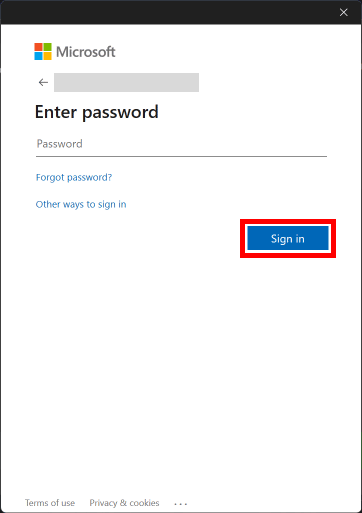 Enter your password and click on the Sign In button.
