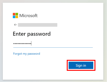 Enter your password and click on the Sign in button to sign into MSN.