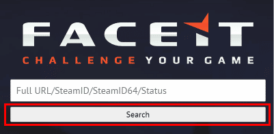 Enter your steam id and click on the Search button to find your faceit account.