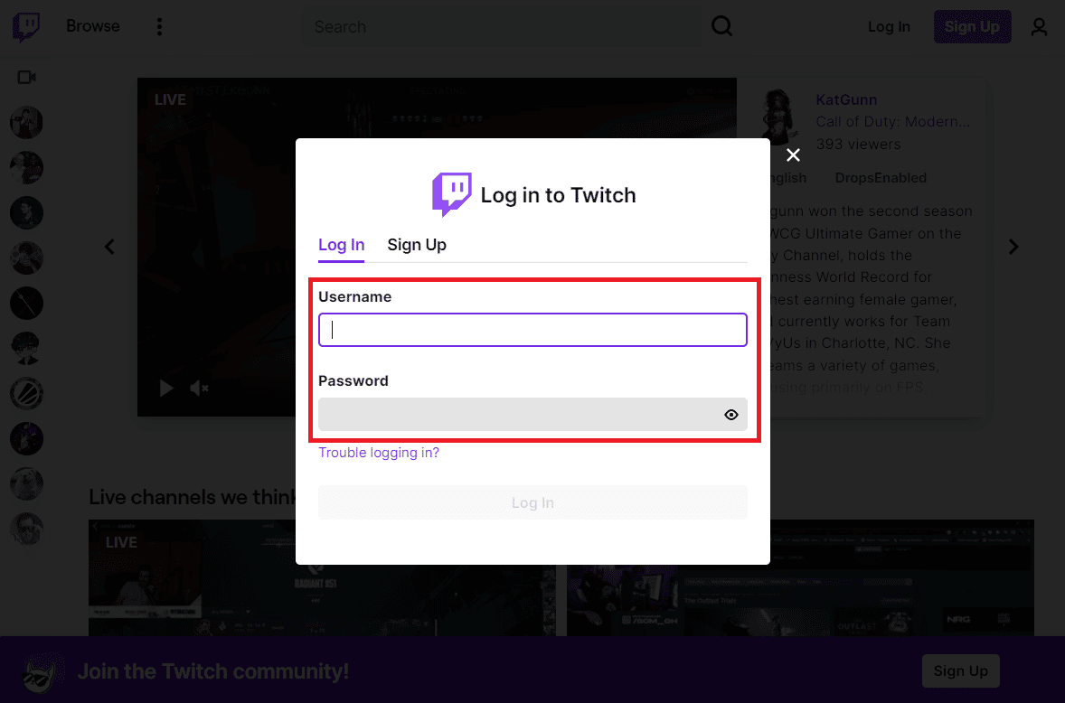 Enter your Username and Password and hit the Enter key. Fix Twitch Profile Picture Upload Error