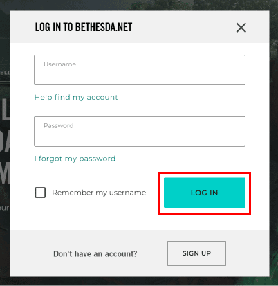 Enter your username and password then click on the LOG IN button.