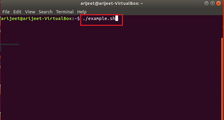 example.sh file open command. Fix Bash Syntax Error Near Unexpected Token