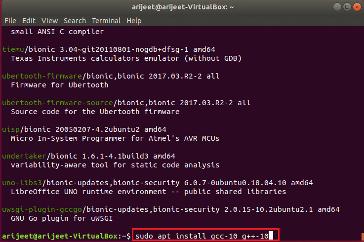 execute command to install gcc version 10 in ubuntu linux terminal. How to Install GCC on Ubuntu