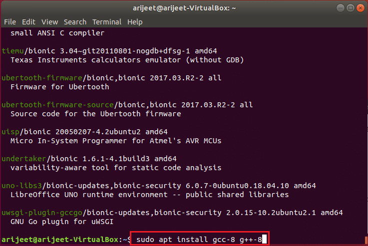 execute command to install gcc version 8 in ubuntu linux terminal. How to Install GCC on Ubuntu