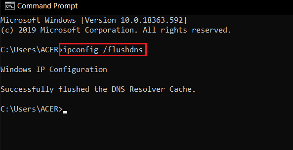 execute the command to flushdns in ipconfig in cmd or command prompt