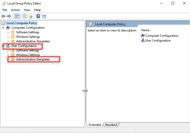 expand the folder Administrative Templates