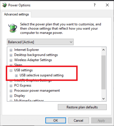 Expand the USB Settings folder