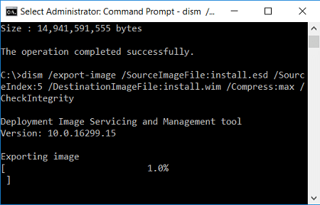 extract install.wim from install.esd in command prompt