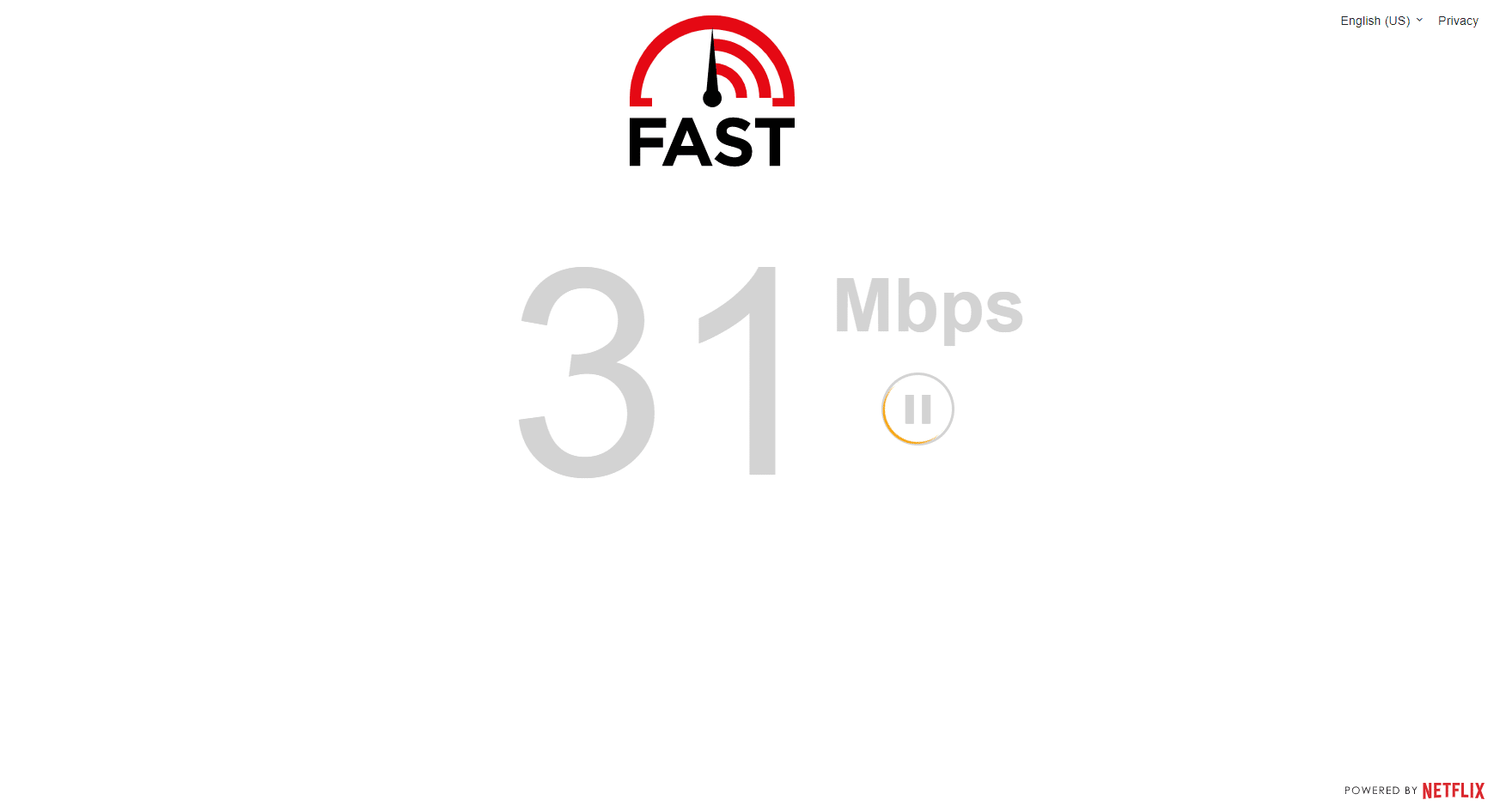fast.com website to check internet speed