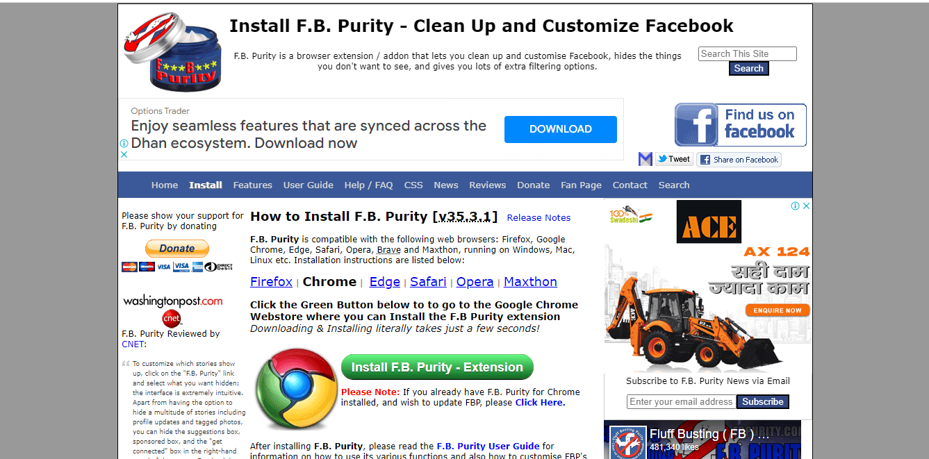 FB Purity official website
