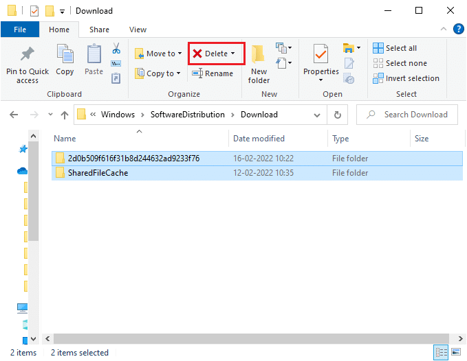 Files inside download folder. Fix Windows 10 Update 0x8007000d Error