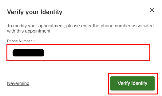 Fill in the field with your registered phone number and click on Verify Identity