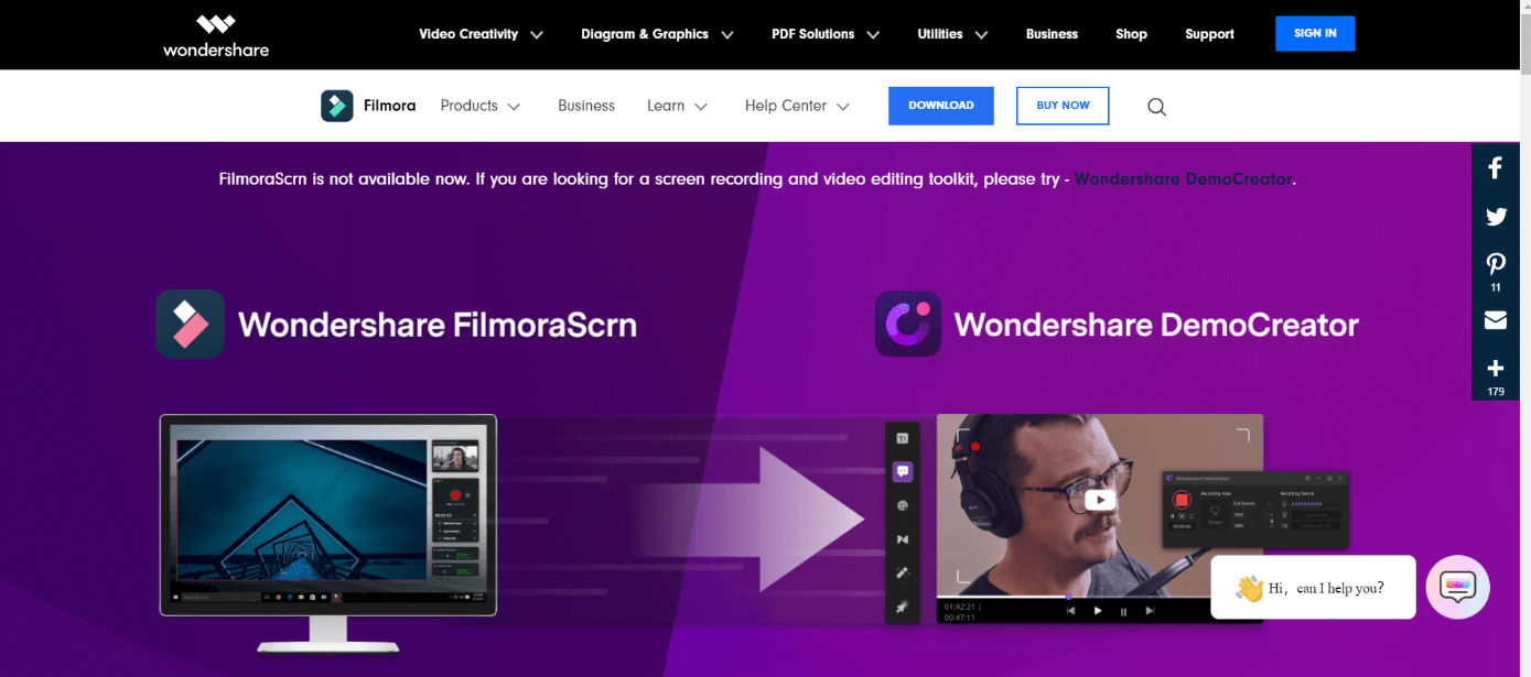 Filmora Scrn. Best Free Screen Recorder for PC