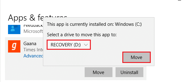 Finally, choose your destination directory and move your files to that specified location.