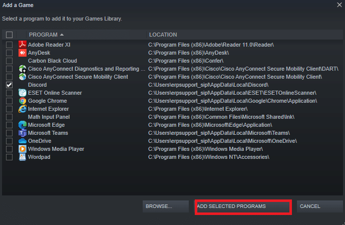 Finally, click on ADD SELECTED PROGRAMS