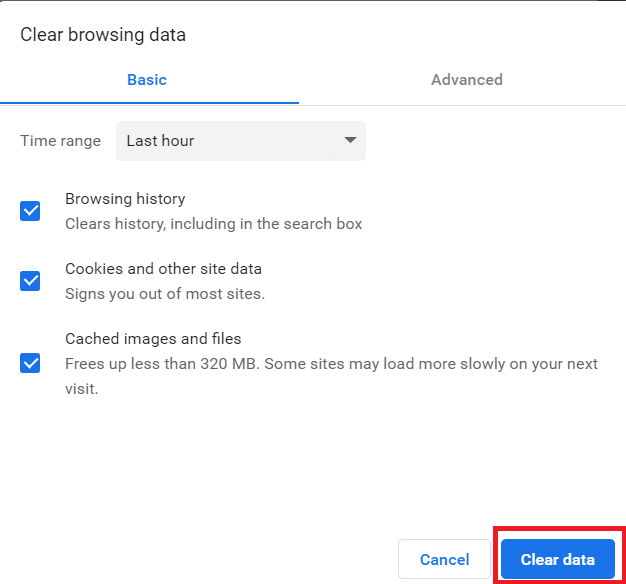 Finally, click on Clear data.