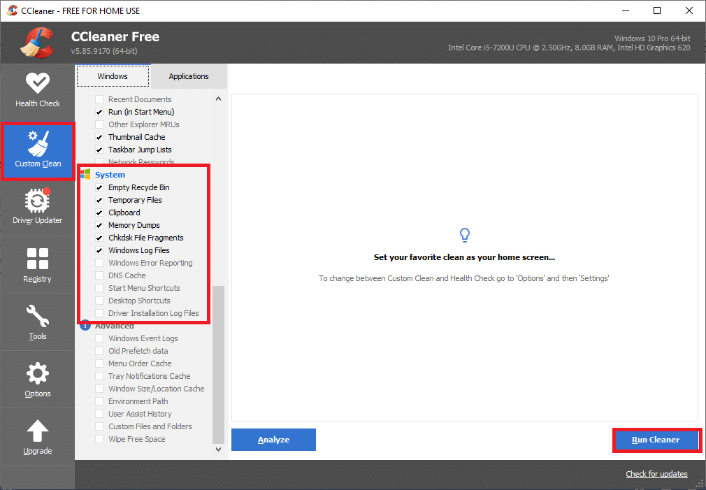 Finally, click on Run Cleaner.