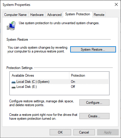 Finally, you will see the System Restore on the main panel. 