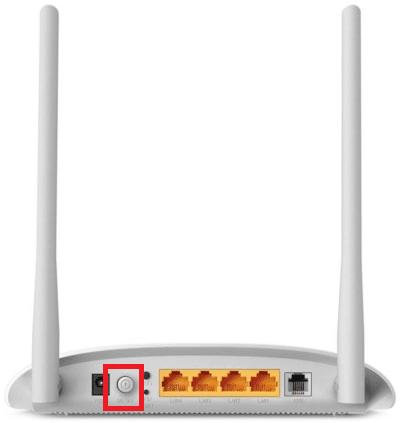 Find the ON OFF button at the back of your router