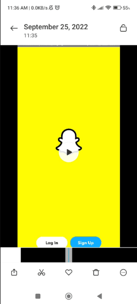 Find the section in the video when you have opened the snap, Pause the video and take a screenshot. | 