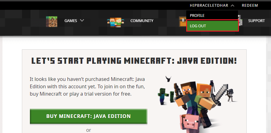 Firstly, click on LOG OUT in your Minecraft account. Fix Minecraft Login Error in Windows 10