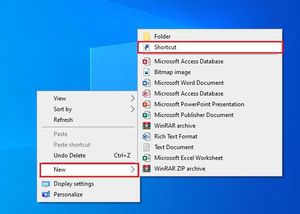 create a shortcut on your desktop