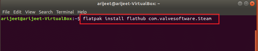 flatpak install flathub valvesoftware steam command in linux terminal