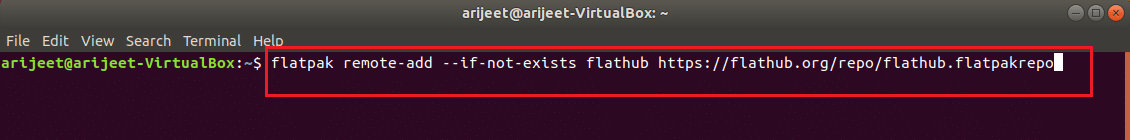 flatpak remote aghjunghje se ùn esiste micca u cumandamentu flathub in u terminal linux. Cumu entre noi in Linux