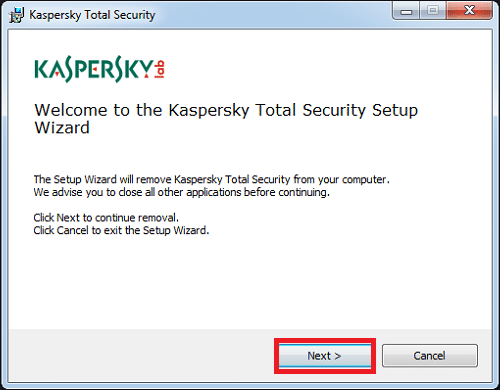 Ua raws li kev teeb tsa kom tiav lub uninstallation. Yuav ua li cas tshem Kaspersky Endpoint Security 10 yam tsis muaj tus password