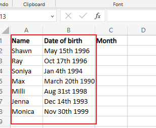 For instance, this the data you have | How to Sort by Date in Microsoft Excel