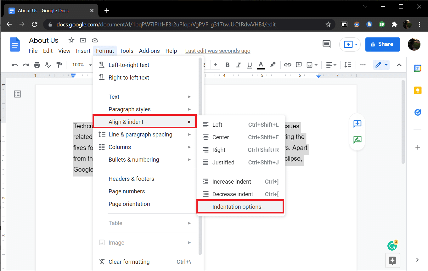 Format option in Google Docs. How to Create a Hanging Indent in Word and Google Docs
